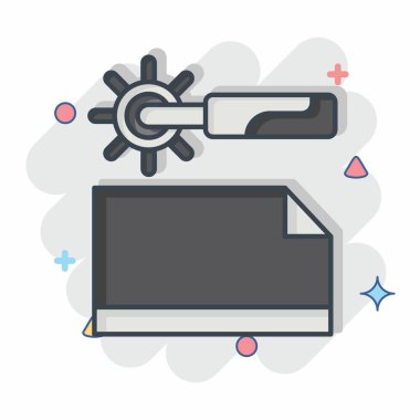 Simge Karbon Kağıt. Dikiş sembolüyle ilgili. Çizgi roman. Basit tasarım çizimi