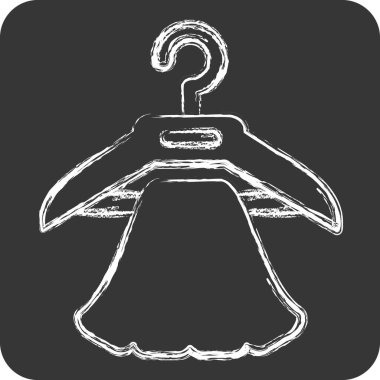 Simge Elbise Askısı. Dikiş sembolüyle ilgili. Tebeşir stili. Basit tasarım çizimi