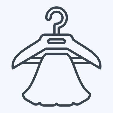 Simge Elbise Askısı. Dikiş sembolüyle ilgili. Sıra tarzı. Basit tasarım çizimi