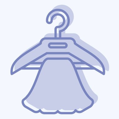 Simge Elbise Askısı. Dikiş sembolüyle ilgili. İki ton stili. Basit tasarım çizimi