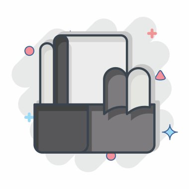 Simge kumaşı. Dikiş sembolüyle ilgili. Çizgi roman. Basit tasarım çizimi