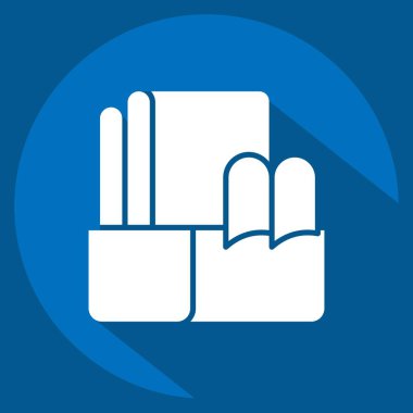 Simge kumaşı. Dikiş sembolüyle ilgili. Uzun gölge tarzı. Basit tasarım çizimi