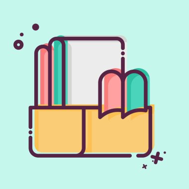 Simge kumaşı. Dikiş sembolüyle ilgili. MBE tarzı. Basit tasarım çizimi