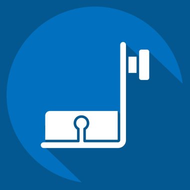 İkon Toplama Ayağı. Dikiş sembolüyle ilgili. Uzun gölge tarzı. Basit tasarım çizimi