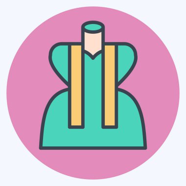 Simge Ölçümü. Dikiş sembolüyle ilgili. renk arkadaşı stili. Basit tasarım çizimi