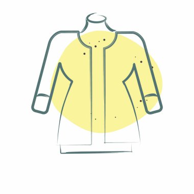 Icon Muslin. Dikiş sembolüyle ilgili. Renkli Leke Biçimi. Basit tasarım çizimi