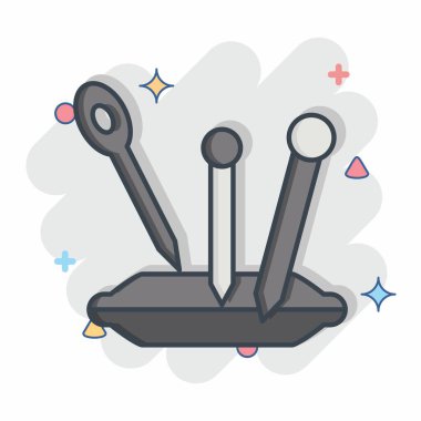 Simge iğnesi. Dikiş sembolüyle ilgili. Çizgi roman. Basit tasarım çizimi