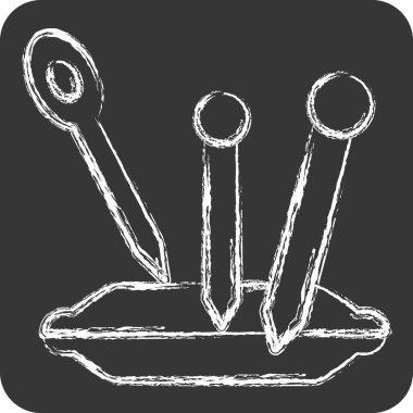 Simge iğnesi. Dikiş sembolüyle ilgili. Tebeşir stili. Basit tasarım çizimi