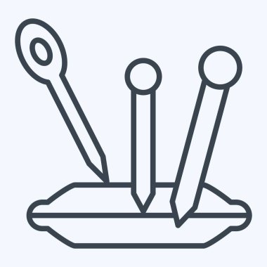 Simge iğnesi. Dikiş sembolüyle ilgili. Sıra tarzı. Basit tasarım çizimi