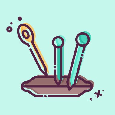 Simge iğnesi. Dikiş sembolüyle ilgili. MBE tarzı. Basit tasarım çizimi