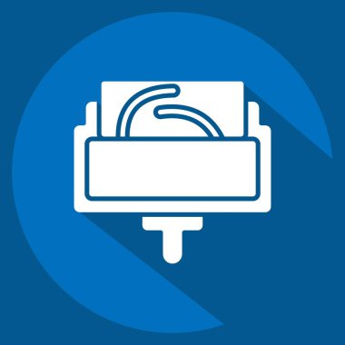 Kumaş üzerinde ikon yuvarlama deseni. Dikiş sembolüyle ilgili. Uzun gölge tarzı. Basit tasarım çizimi