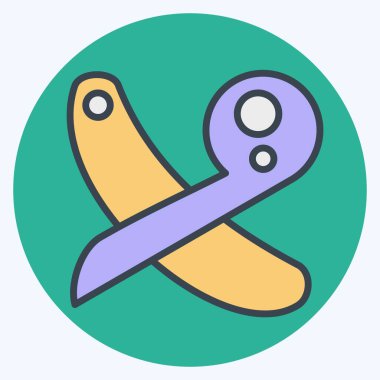 Simge Yöneticisi. Dikiş sembolüyle ilgili. renk arkadaşı stili. Basit tasarım çizimi