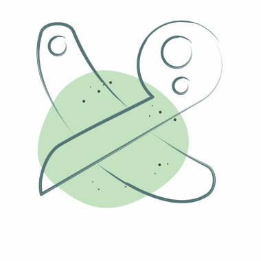 Simge Yöneticisi. Dikiş sembolüyle ilgili. Renkli Leke Biçimi. Basit tasarım çizimi