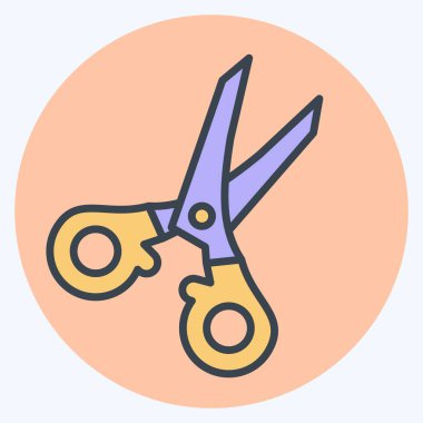 Simge makası. Dikiş sembolüyle ilgili. renk arkadaşı stili. Basit tasarım çizimi