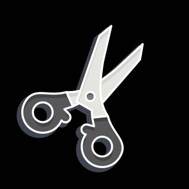 Simge makası. Dikiş sembolüyle ilgili. Parlak bir stil. Basit tasarım çizimi