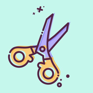 Simge makası. Dikiş sembolüyle ilgili. MBE tarzı. Basit tasarım çizimi