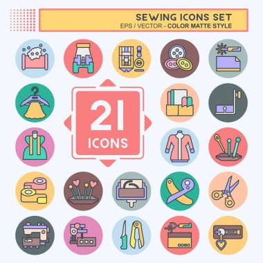 Simge Dikişi. Tekstil Endüstrisi sembolüyle ilgili. renk arkadaşı stili. Basit tasarım çizimi