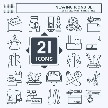 Simge Dikişi. Tekstil Endüstrisi sembolüyle ilgili. Sıra tarzı. Basit tasarım çizimi