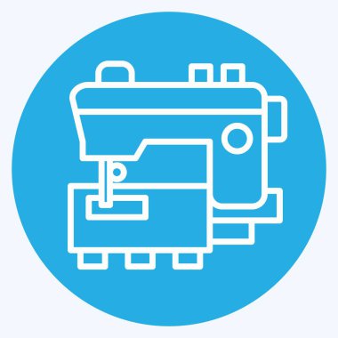 Simge Dikiş Makinesi. Dikiş sembolüyle ilgili. Mavi gözlü. Basit tasarım çizimi