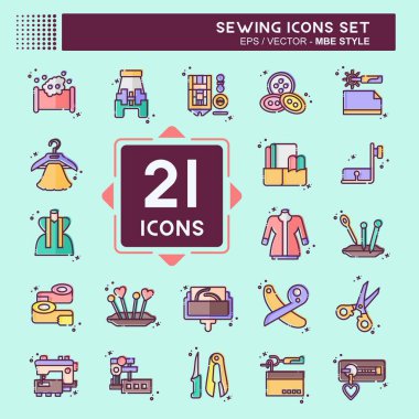 Simge Dikişi. Tekstil Endüstrisi sembolüyle ilgili. MBE tarzı. Basit tasarım çizimi