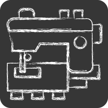 Simge Dikiş Makinesi. Dikiş sembolüyle ilgili. Tebeşir stili. Basit tasarım çizimi