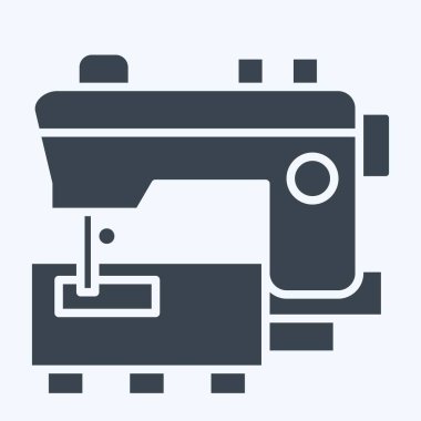 Simge Dikiş Makinesi. Dikiş sembolüyle ilgili. Kabartma tarzı. Basit tasarım çizimi