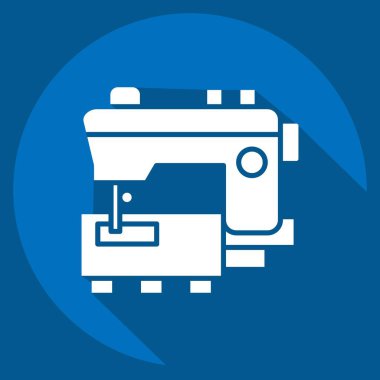 Simge Dikiş Makinesi. Dikiş sembolüyle ilgili. Uzun gölge tarzı. Basit tasarım çizimi