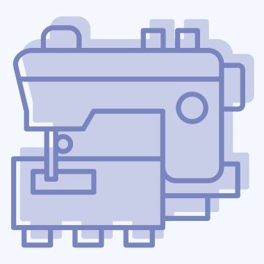 Simge Dikiş Makinesi. Dikiş sembolüyle ilgili. İki ton stili. Basit tasarım çizimi