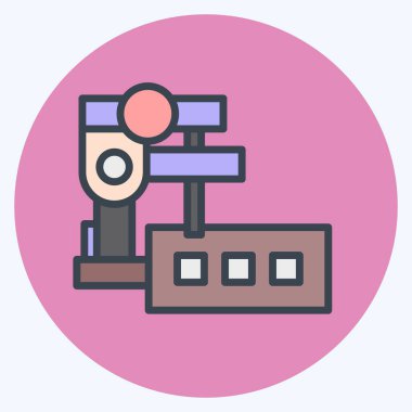 Simge Dikiş Makinesi Ayağı. Dikiş sembolüyle ilgili. renk arkadaşı stili. Basit tasarım çizimi