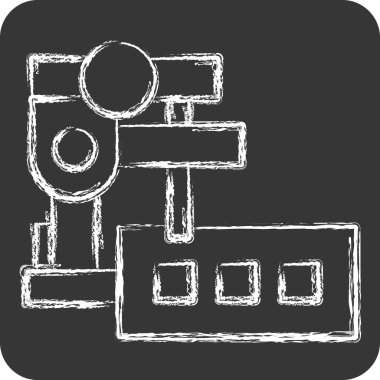 Simge Dikiş Makinesi Ayağı. Dikiş sembolüyle ilgili. Tebeşir stili. Basit tasarım çizimi