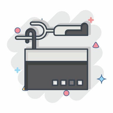 Simge İpliği Seçici. Dikiş sembolüyle ilgili. Çizgi roman. Basit tasarım çizimi