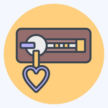 Simge Fermuarı. Dikiş sembolüyle ilgili. renk arkadaşı stili. Basit tasarım çizimi