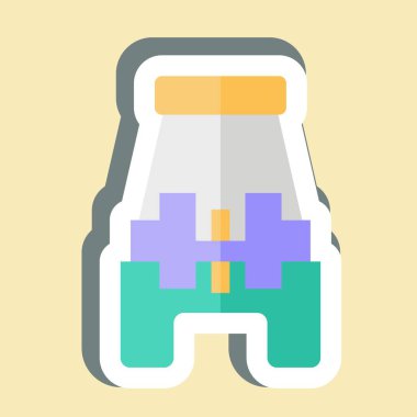 Etiket Düğmesi Dikiş Ayağı. Dikiş sembolüyle ilgili. Basit tasarım çizimi