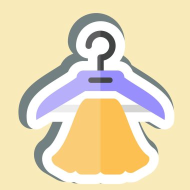 Etiket Elbise Askısı. Dikiş sembolüyle ilgili. Basit tasarım çizimi