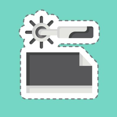 Çıkartma çizgisi karbon kağıdı kesti. Dikiş sembolüyle ilgili. Basit tasarım çizimi