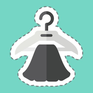 Çıkartma çizgisi Clothes Hanger 'ı kesti. Dikiş sembolüyle ilgili. Basit tasarım çizimi