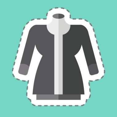 Etiket çizgisi Muslin 'i kesti. Dikiş sembolüyle ilgili. Basit tasarım çizimi