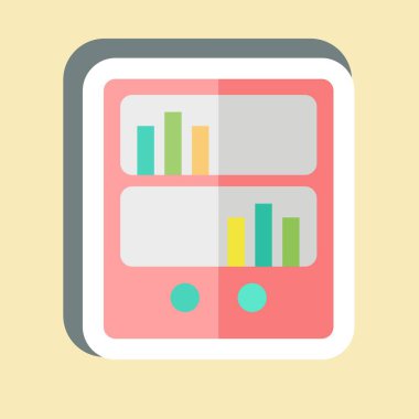 Çıkartma Kitabı Rafı. Kitap sembolüyle ilgili. Basit tasarım çizimi