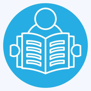 Simge Oku. Kitap sembolüyle ilgili. Mavi gözlü. Basit tasarım çizimi