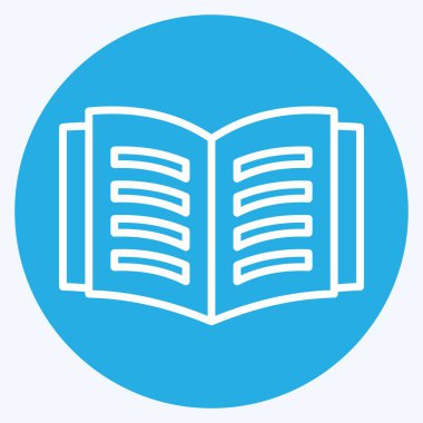 Simge Açık Kitap. Kitap sembolüyle ilgili. Mavi gözlü. Basit tasarım çizimi