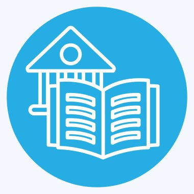 Simge Kütüphanesi. Kitap sembolüyle ilgili. Mavi gözlü. Basit tasarım çizimi