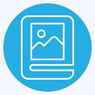 Simge Albümü. Kitap sembolüyle ilgili. Mavi gözlü. Basit tasarım çizimi