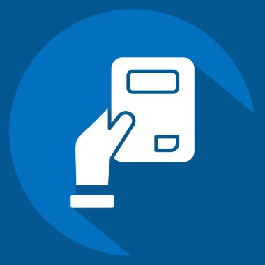 Simge Cep Defteri. Kitap sembolüyle ilgili. Uzun gölge tarzı. Basit tasarım çizimi