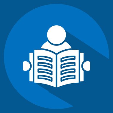 Simge Oku. Kitap sembolüyle ilgili. Uzun gölge tarzı. Basit tasarım çizimi