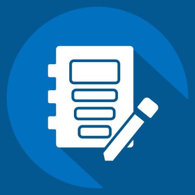 Simge Defteri. Kitap sembolüyle ilgili. Uzun gölge tarzı. Basit tasarım çizimi