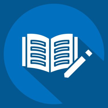 Simge Günlüğü. Kitap sembolüyle ilgili. Uzun gölge tarzı. Basit tasarım çizimi