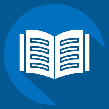 Simge Açık Kitap. Kitap sembolüyle ilgili. Uzun gölge tarzı. Basit tasarım çizimi