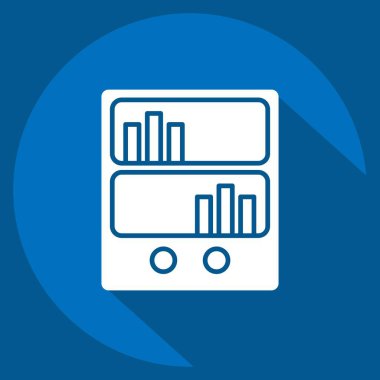 Simge Kitabı Rafı. Kitap sembolüyle ilgili. Uzun gölge tarzı. Basit tasarım çizimi