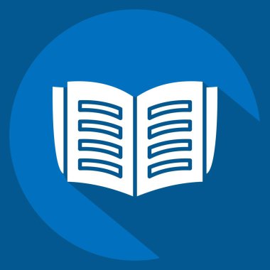 Simge Kitabı. Kitap sembolüyle ilgili. Uzun gölge tarzı. Basit tasarım çizimi