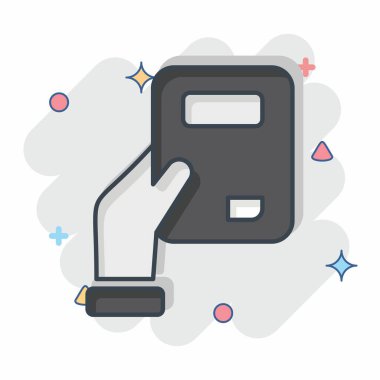 Simge Cep Defteri. Kitap sembolüyle ilgili. Çizgi roman. Basit tasarım çizimi